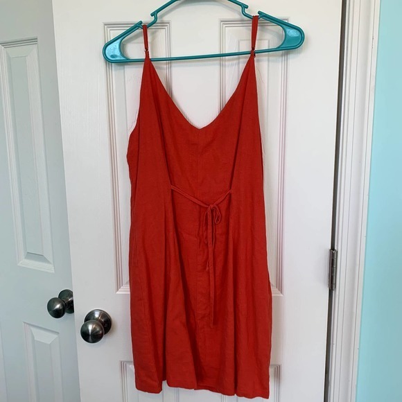 Lush Orange Billie Button Front Mini Wrap Dress Size Large - Picture 4 of 4